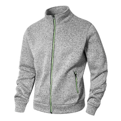 VALORIA | Men’s Stand Collar Zip Cardigan side view
