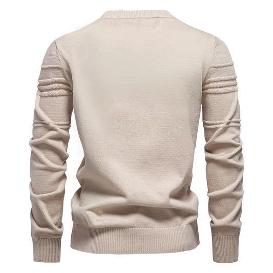 VALORIA | Men’s Striped Knit Crewneck Sweater front view