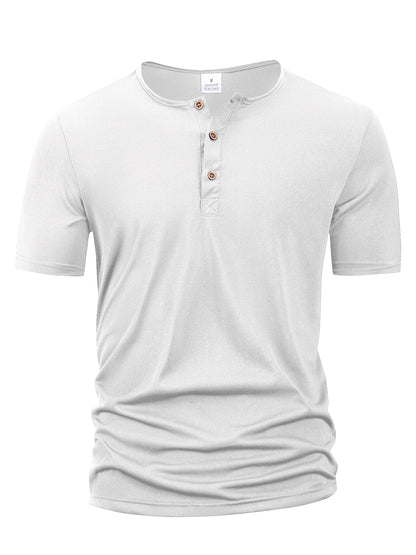 VALORIA | Men’s breathable Henley collar casual T-shirt summer look