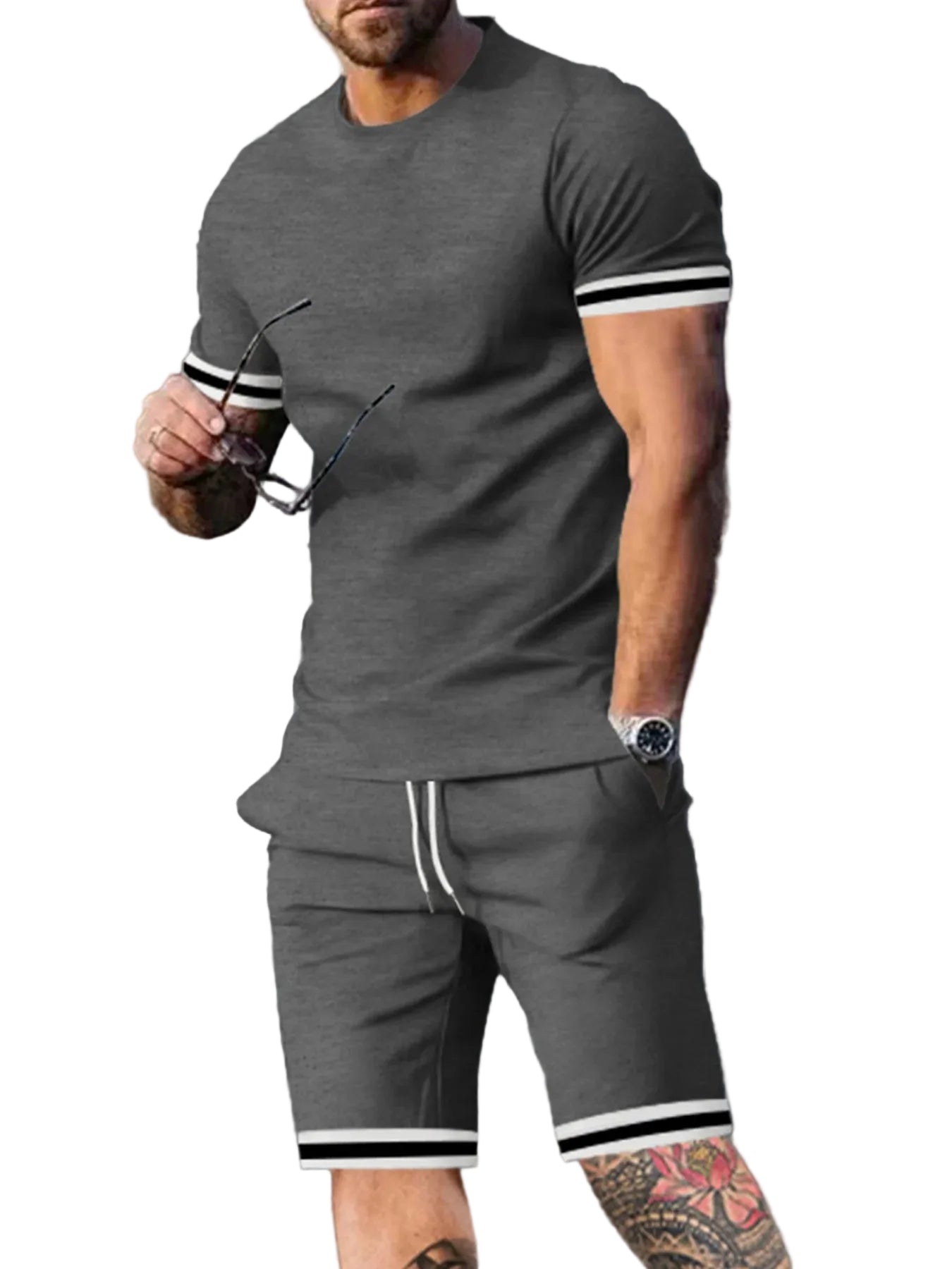 VALORIA | Men’s breathable casual T-shirt and shorts set all-day comfort