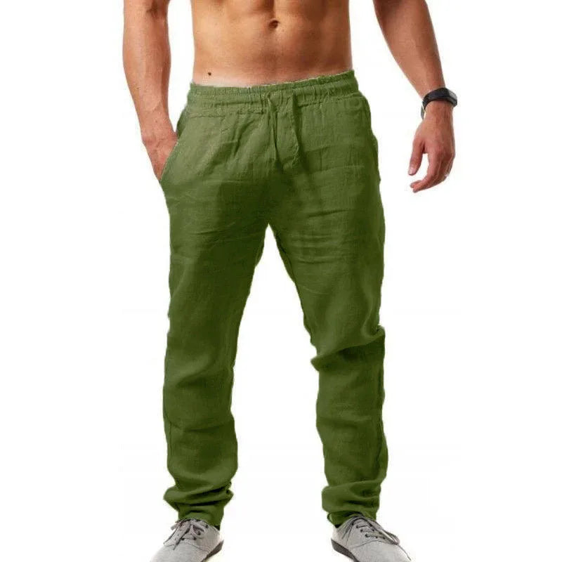 VALORIA | Men’s breathable cotton linen loose fit trousers all-day comfort