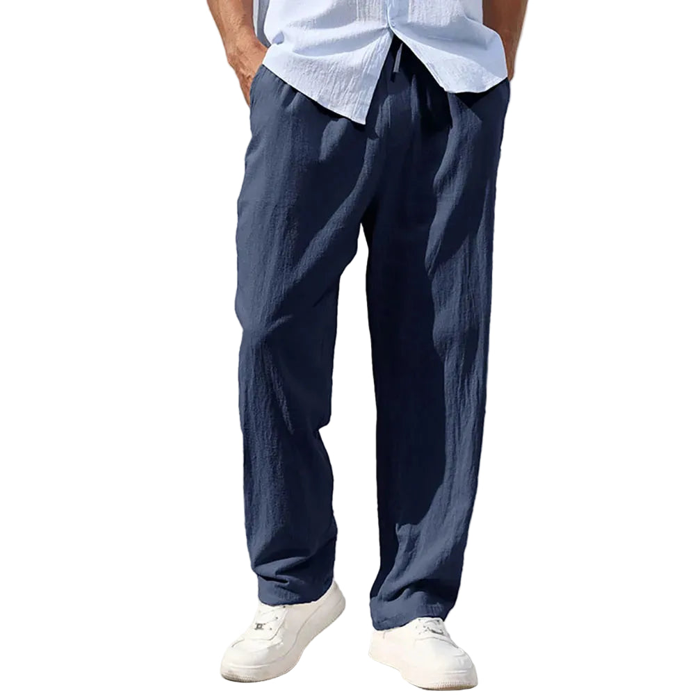 VALORIA | Men’s breathable cotton linen straight-leg pants all-day comfort