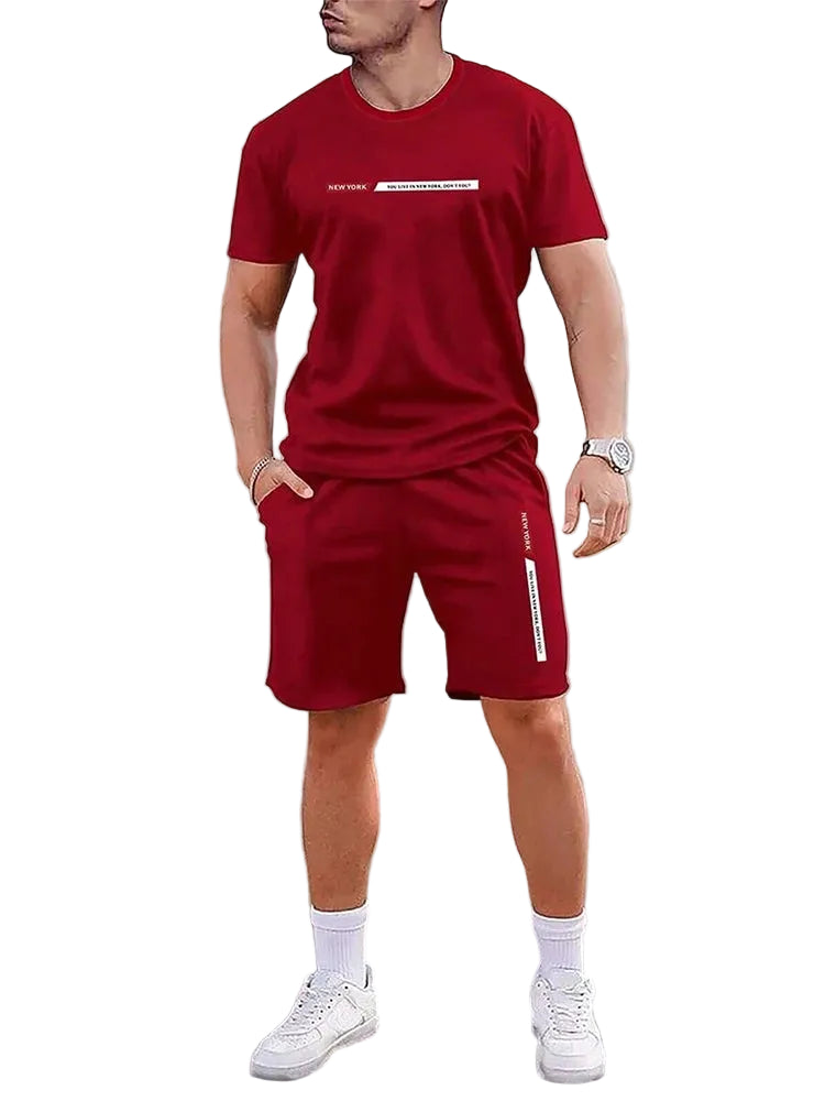 VALORIA | Men’s breathable crew neck T-shirt and shorts set all-day comfort