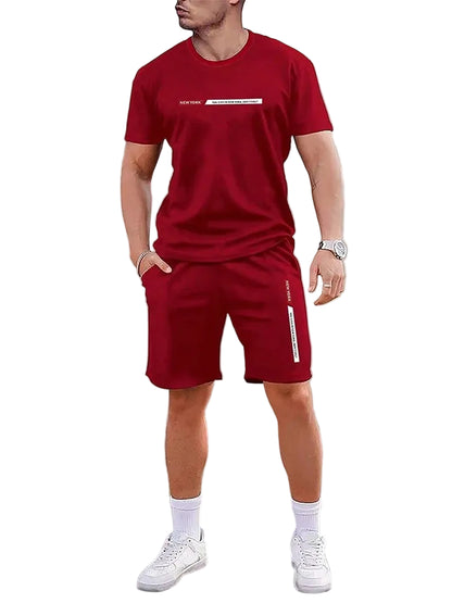 VALORIA | Men’s breathable crew neck T-shirt and shorts set all-day comfort