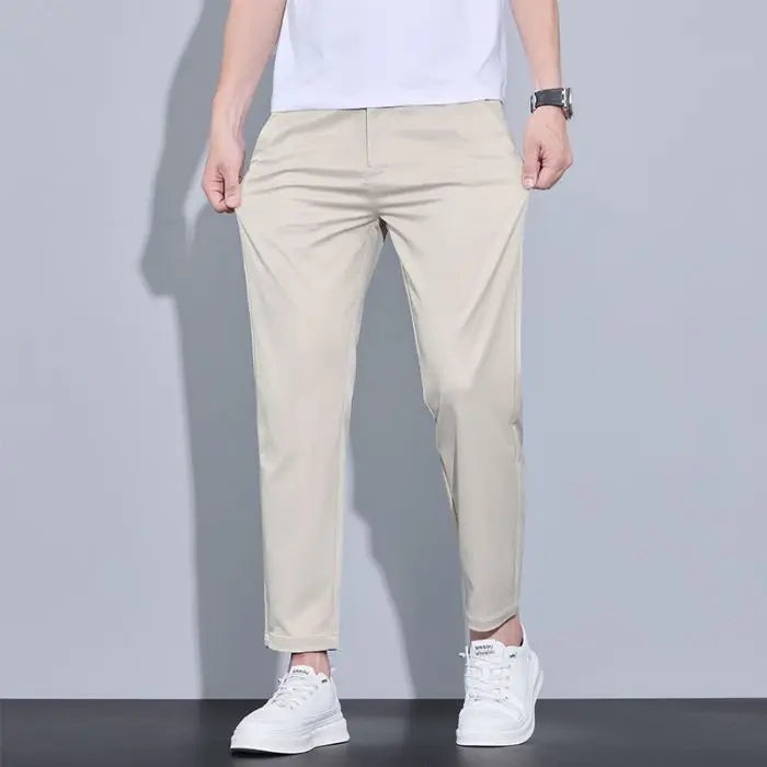 VALORIA | Men’s breathable straight-fit cropped trousers for everyday casual and smart casual wear