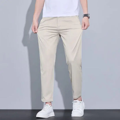VALORIA | Men’s breathable straight-fit cropped trousers for everyday casual and smart casual wear