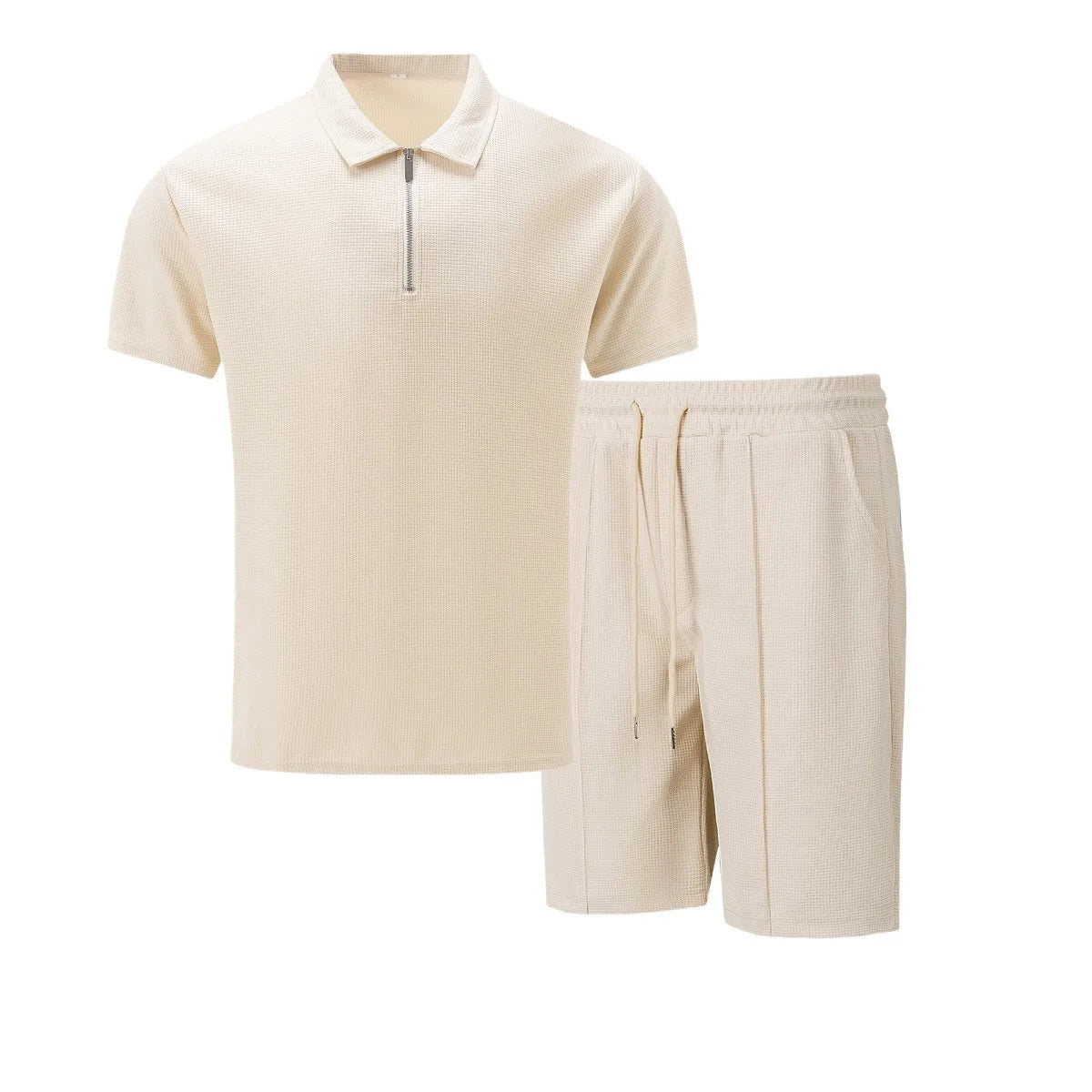 VALORIA | Men’s breathable waffle knit polo and shorts set all-day comfort