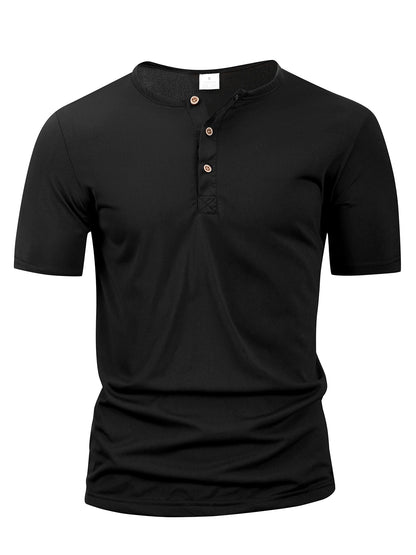 VALORIA | Men’s comfortable Henley collar casual T-shirt soft fabric fit