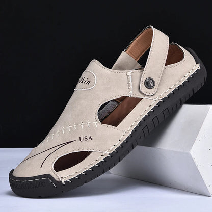 VALORIA | Men’s comfortable breathable leather sandals soft cushioned insole