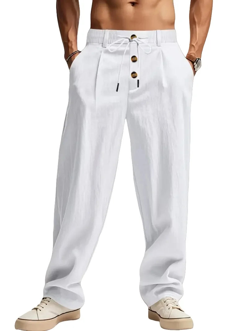 VALORIA | Men’s comfortable cotton linen casual pants soft lightweight fabric
