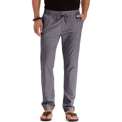VALORIA | Men’s comfortable cotton linen drawstring pants with relaxed fit