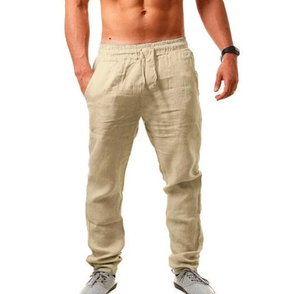VALORIA | Men’s comfortable cotton linen loose fit trousers lightweight natural fabric