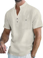 VALORIA | Men’s comfortable cotton linen stand collar shirt lightweight fabric
