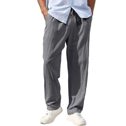 VALORIA | Men’s comfortable cotton linen straight-leg pants soft natural fabric