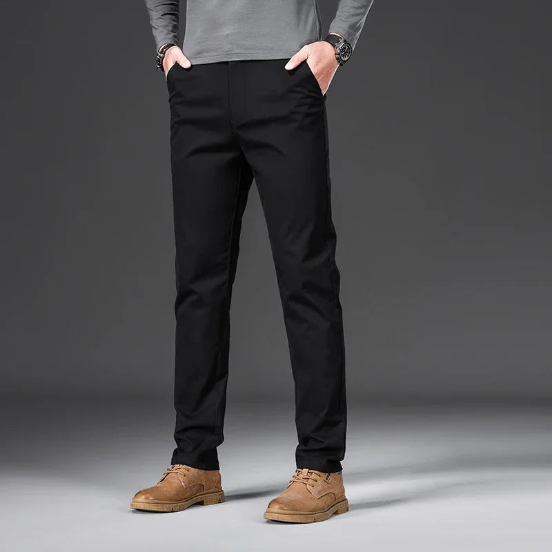 VALORIA | Men’s comfortable cotton slim straight trousers with tailored fit