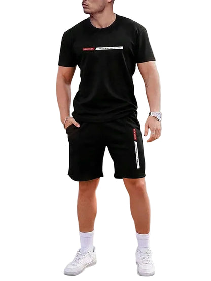 VALORIA | Men’s comfortable crew neck T-shirt and shorts set soft lightweight fabric