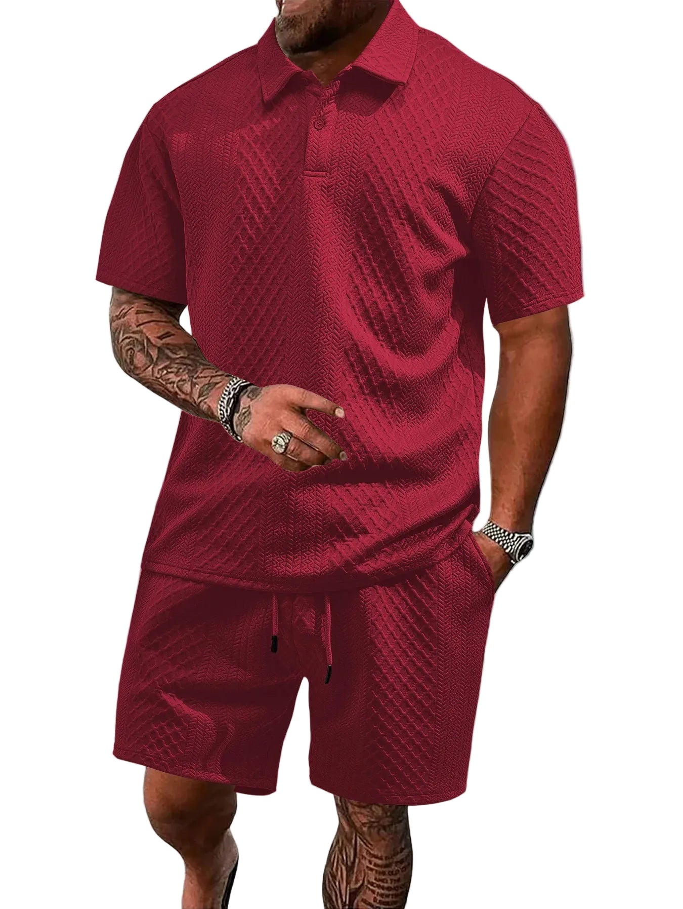 VALORIA | Men’s comfortable polo shirt and shorts set lightweight everyday wear
