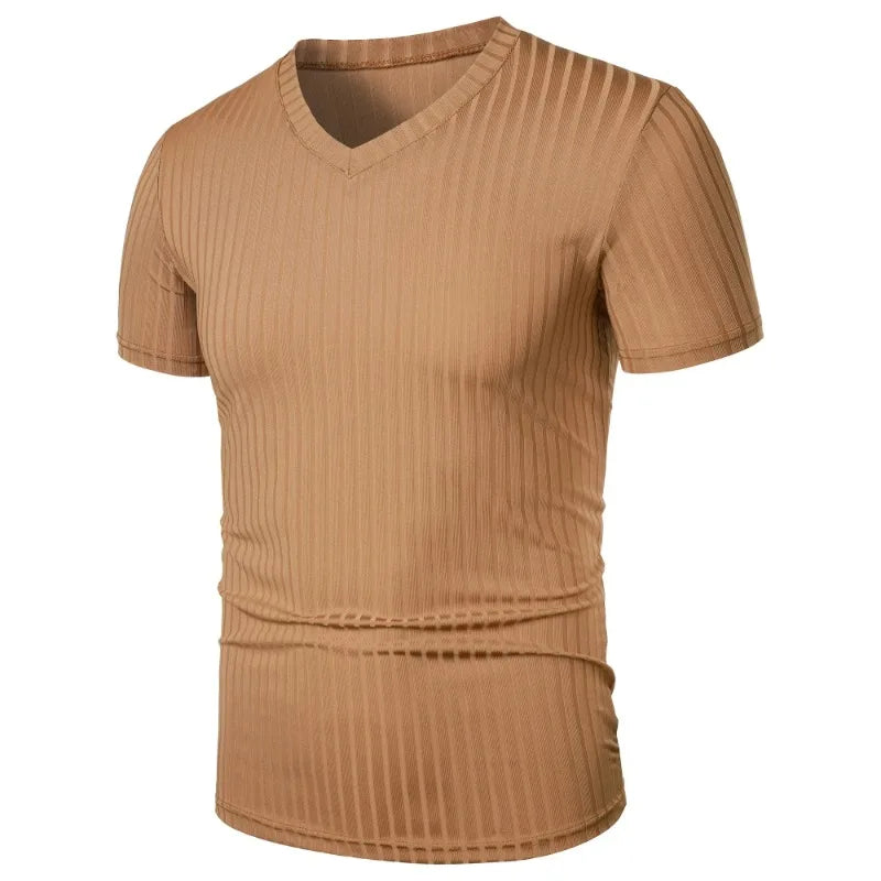VALORIA | Men’s comfortable stretch V-neck summer shirt soft fabric stretch fit
