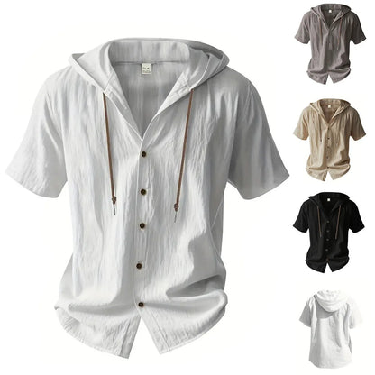 VALORIA | Men’s cotton linen hooded shirt