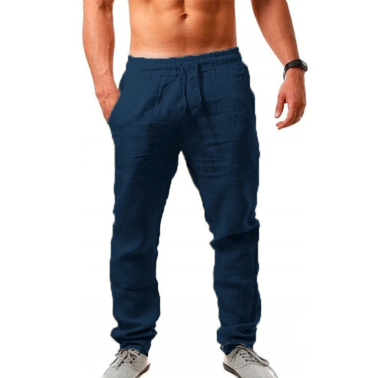 VALORIA | Men’s cotton linen loose fit trousers ideal for travel and warm weather