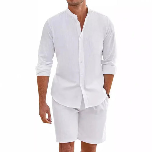 VALORIA | Men’s cotton linen shirt and shorts set