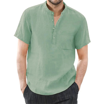 VALORIA | Men’s cotton linen shirt breathable summer design