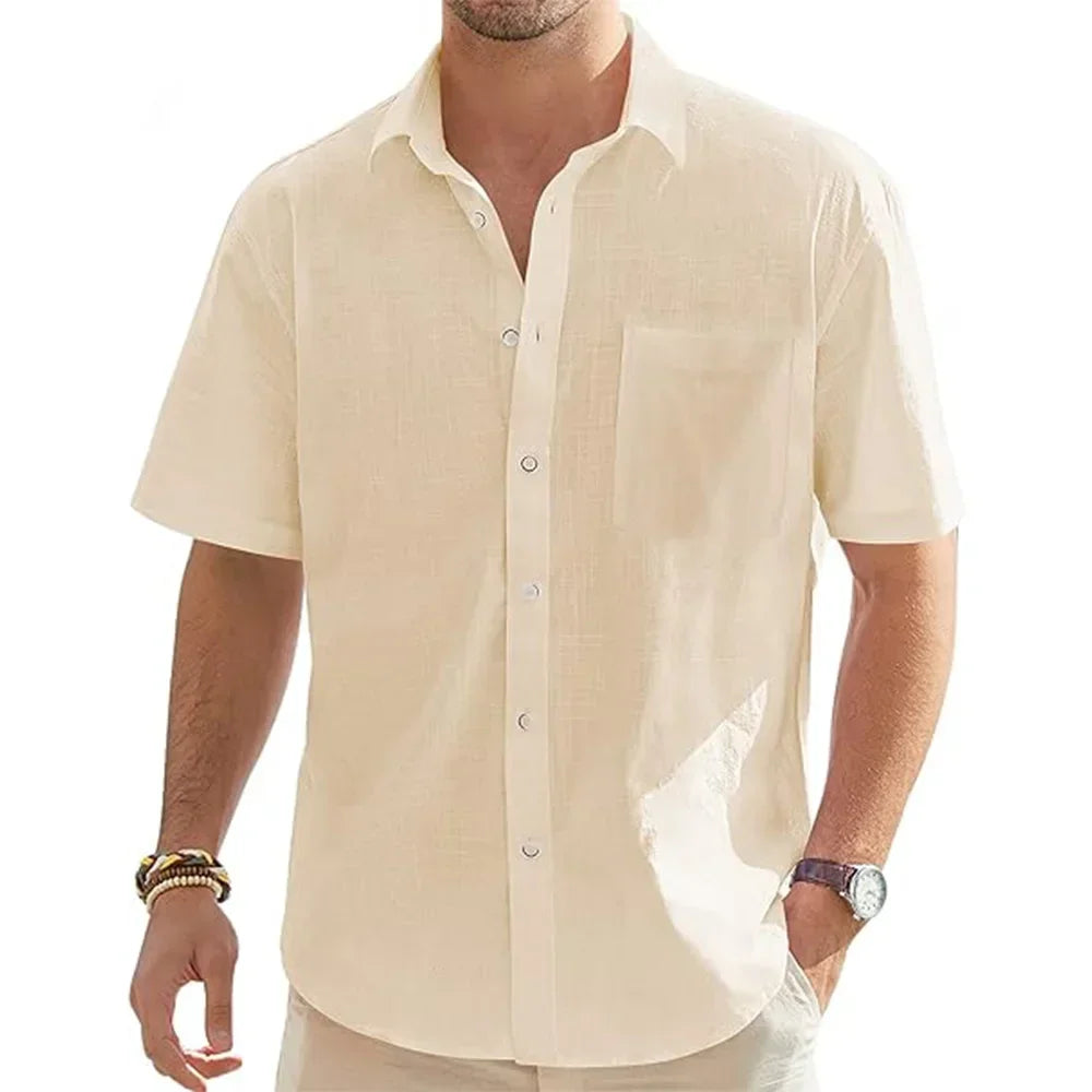 VALORIA | Men’s cotton linen short sleeve shirt