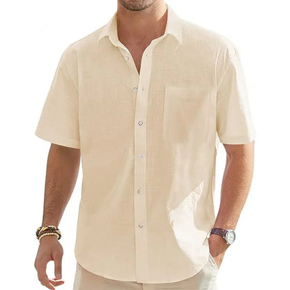 VALORIA | Men’s cotton linen short sleeve shirt