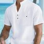 VALORIA | Men’s cotton linen stand collar shirt