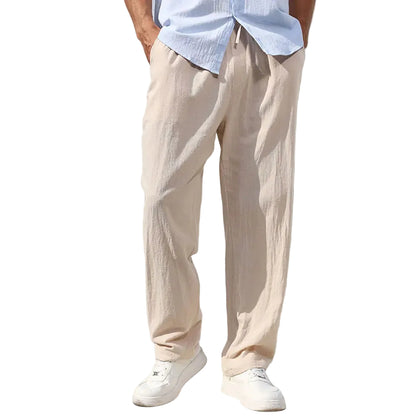 VALORIA | Men’s cotton linen straight-leg pants breathable lightweight design