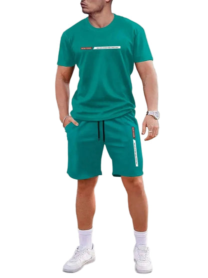 VALORIA | Men’s crew neck T-shirt and shorts set breathable summer design