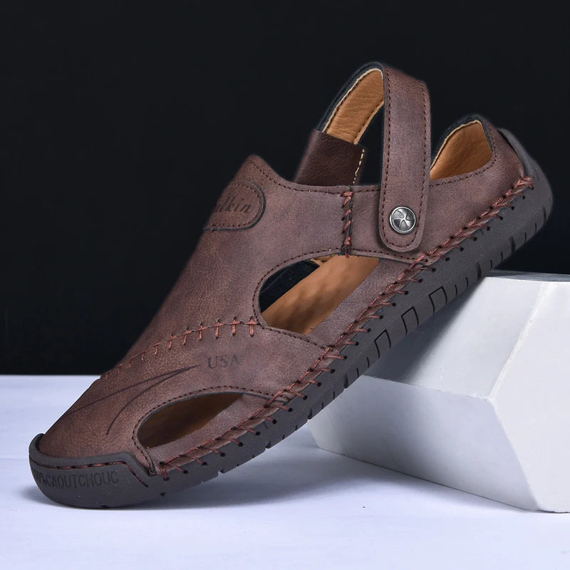VALORIA | Men’s durable breathable leather sandals non-slip outsole design