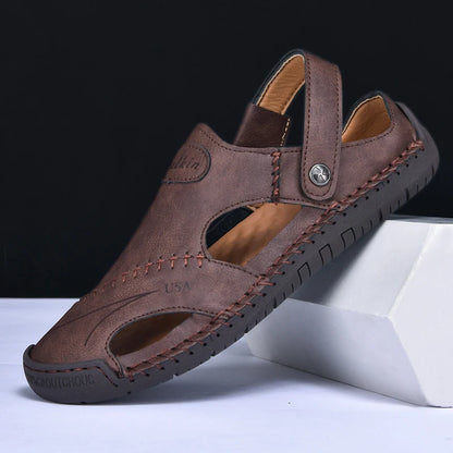 VALORIA | Men’s durable breathable leather sandals non-slip outsole design