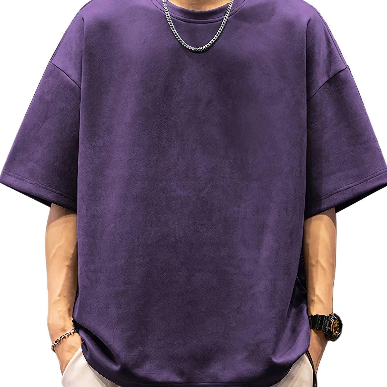 VALORIA | Men’s durable suedette velvet t-shirt everyday outfit