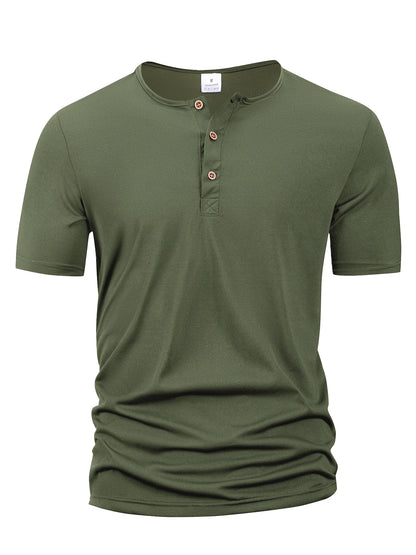VALORIA | Men’s fashionable Henley collar casual T-shirt minimalist style
