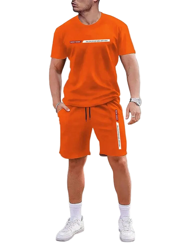 VALORIA | Men’s fashionable crew neck T-shirt and shorts set effortless streetwear look