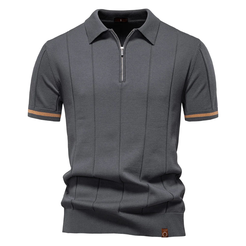 VALORIA | Men’s fitted zipper sport polo modern athletic fit