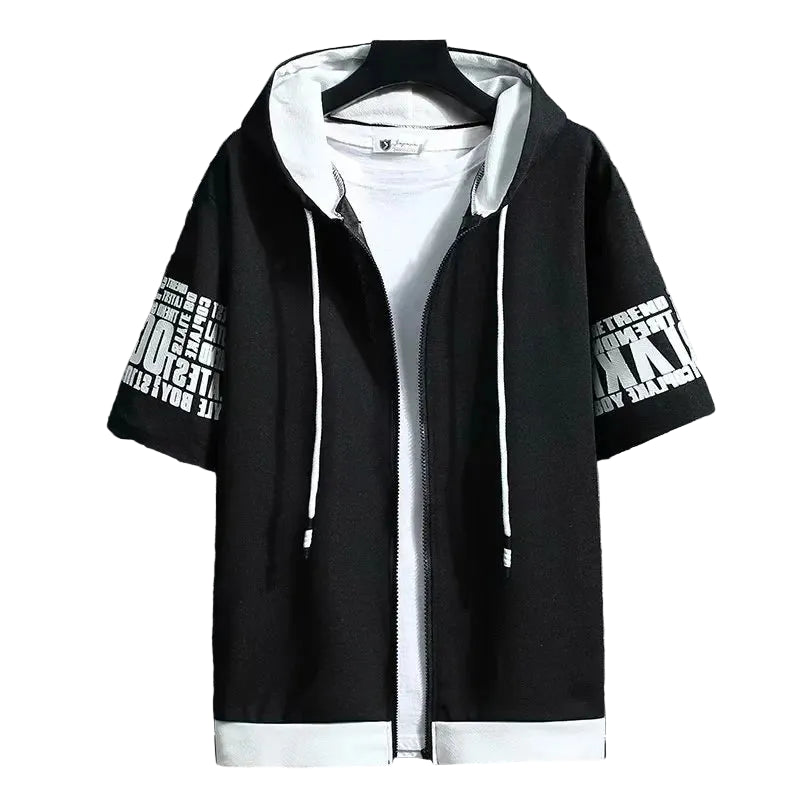 VALORIA | Men’s hooded zip-up graphic T-shirt