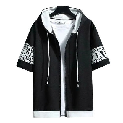 VALORIA | Men’s hooded zip-up graphic T-shirt