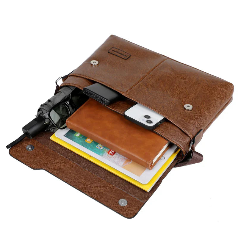 VALORIA | Men’s lightweight PU leather business shoulder bag travel ready