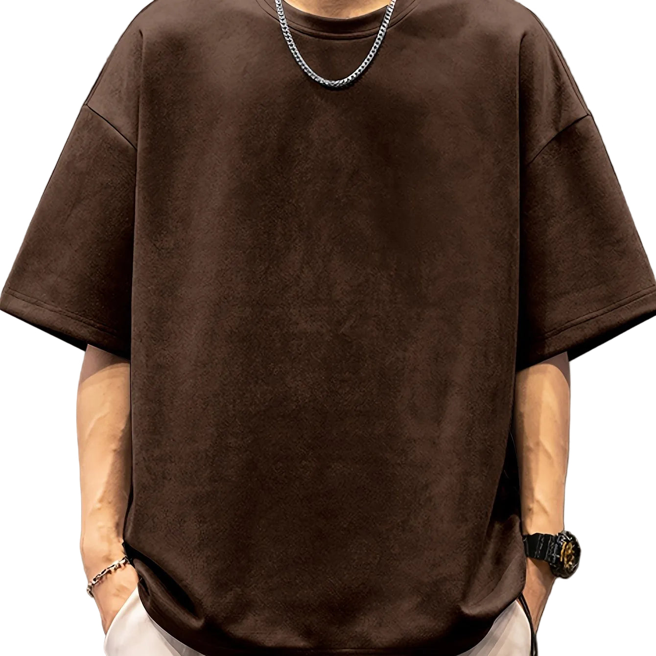 VALORIA | Men’s luxury suedette velvet t-shirt fashion look