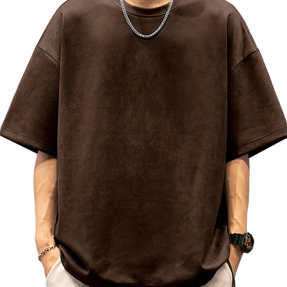 VALORIA | Men’s luxury suedette velvet t-shirt fashion look
