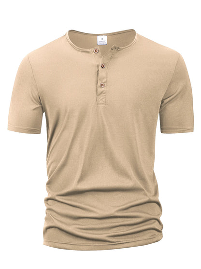 VALORIA | Men’s modern Henley collar casual T-shirt everyday wear style