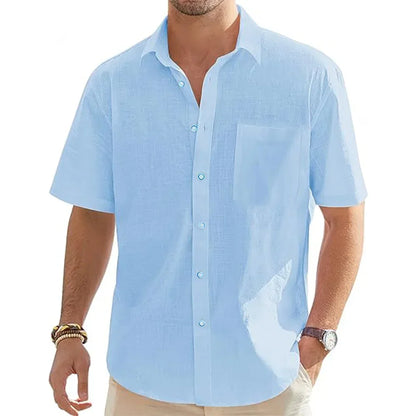 VALORIA | Men’s modern cotton linen short sleeve shirt everyday wear style