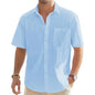 VALORIA | Men’s modern cotton linen short sleeve shirt everyday wear style