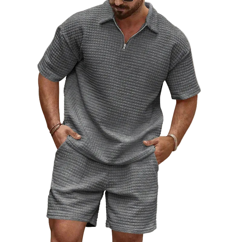 VALORIA | Men’s plaid polo and shorts set