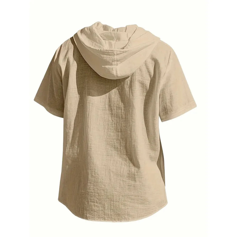 VALORIA | Men’s premium cotton linen hooded shirt with soft breathable fabric
