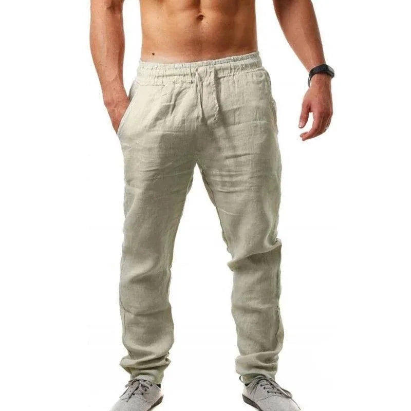 VALORIA | Men’s premium cotton linen loose fit trousers classic casual style