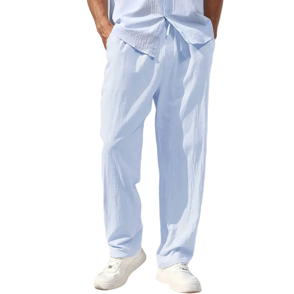 VALORIA | Men’s premium cotton linen straight-leg pants classic tailored style