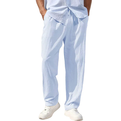 VALORIA | Men’s premium cotton linen straight-leg pants classic tailored style